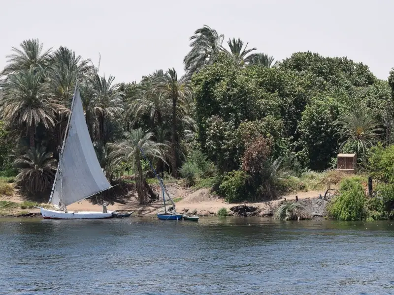 Een felucca-zeilboot op de Nijl in Caïro